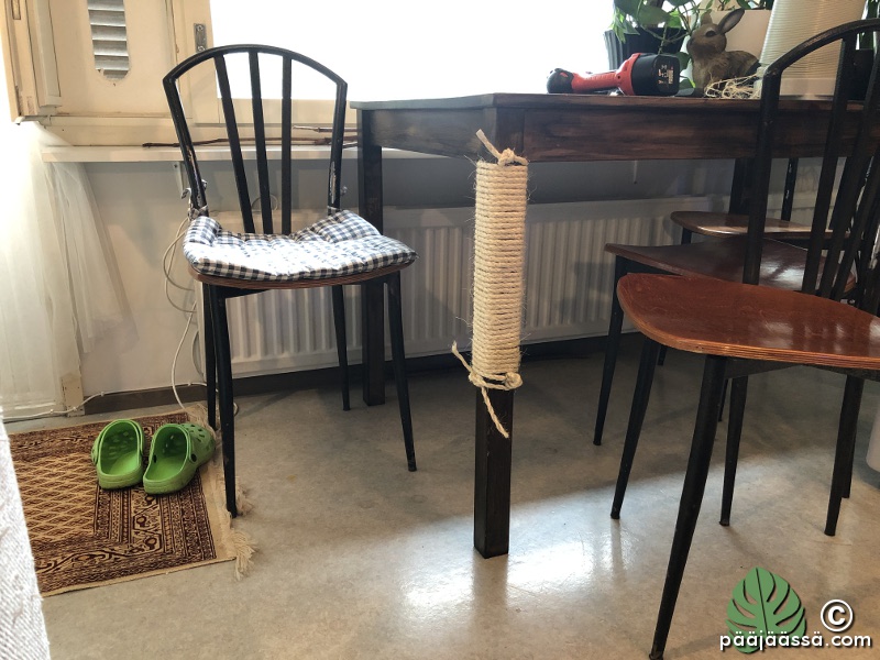 raapimisteline kissalle pöydän jalkaan